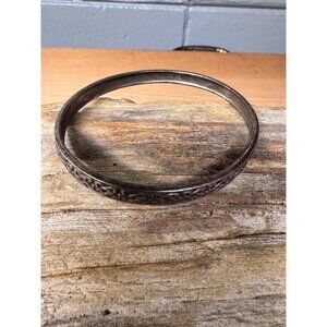 Antique Sterling Silver Celtic Knot Bangle Bracelet With Intricate Design